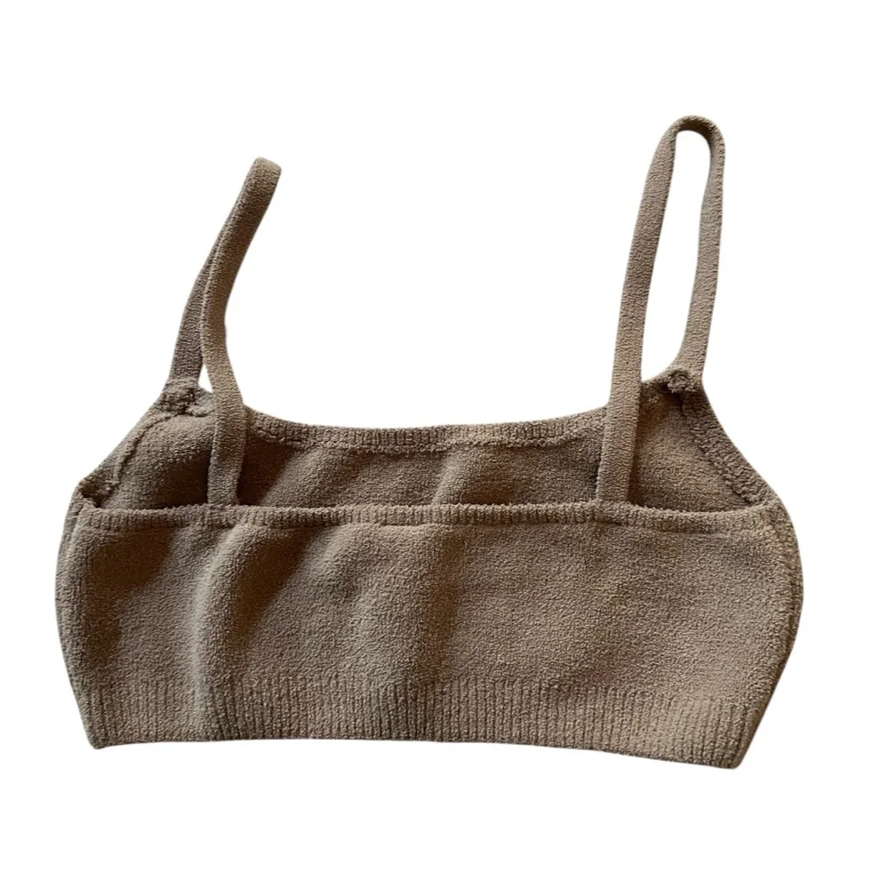 SKIMS Light Cozy Scoop Bralette Desert Tan Fuzzy Small - Picture 6 of 9